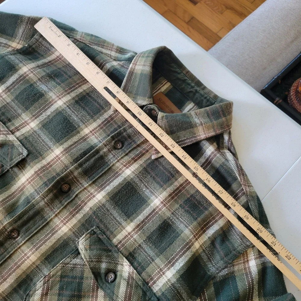 Vintage St Johns Bay Brawny Cotton  PlaidFlannel Shacket Corduroy Flip Cuff 90s